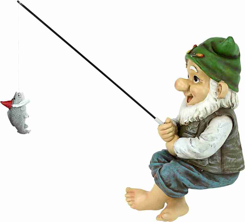 Design Toscano QM2806500 Ziggy, The Fishing Gnome Indoor/Outdoor Garden Sitter Statue, Full Color Finish Design Toscano QM2806500 Ziggy, The Fishing Gnome Indoor/Outdoor Garden Sitter Statue, Full Color Finish