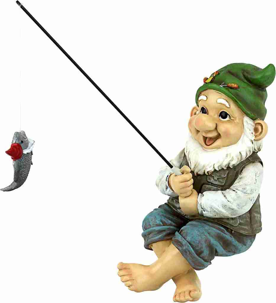 Design Toscano QM2806500 Ziggy, The Fishing Gnome Indoor/Outdoor Garden Sitter Statue, Full Color Finish Design Toscano QM2806500 Ziggy, The Fishing Gnome Indoor/Outdoor Garden Sitter Statue, Full Color Finish