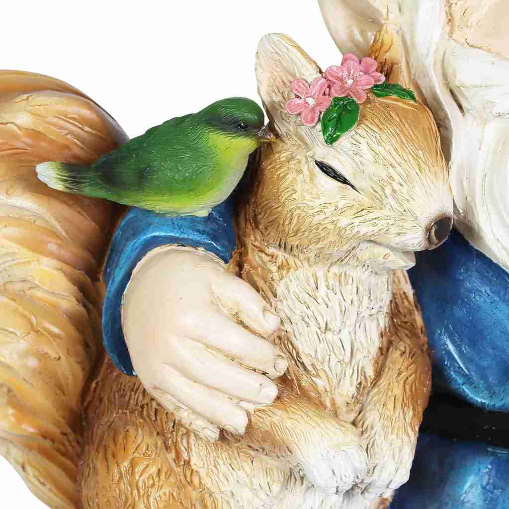 Exhart Garden Gnome, Solar Squirrel and Fox Friends Garden Sculpture, LED Birds, Outdoor Lawn and Yard Decoration, 14 x 8 x 13.5 Inch Exhart Garden Gnome, Solar Squirrel and Fox Friends Garden Sculpture, LED Birds, Outdoor Lawn and Yard Decoration, 14 x 8 x 13.5 Inch