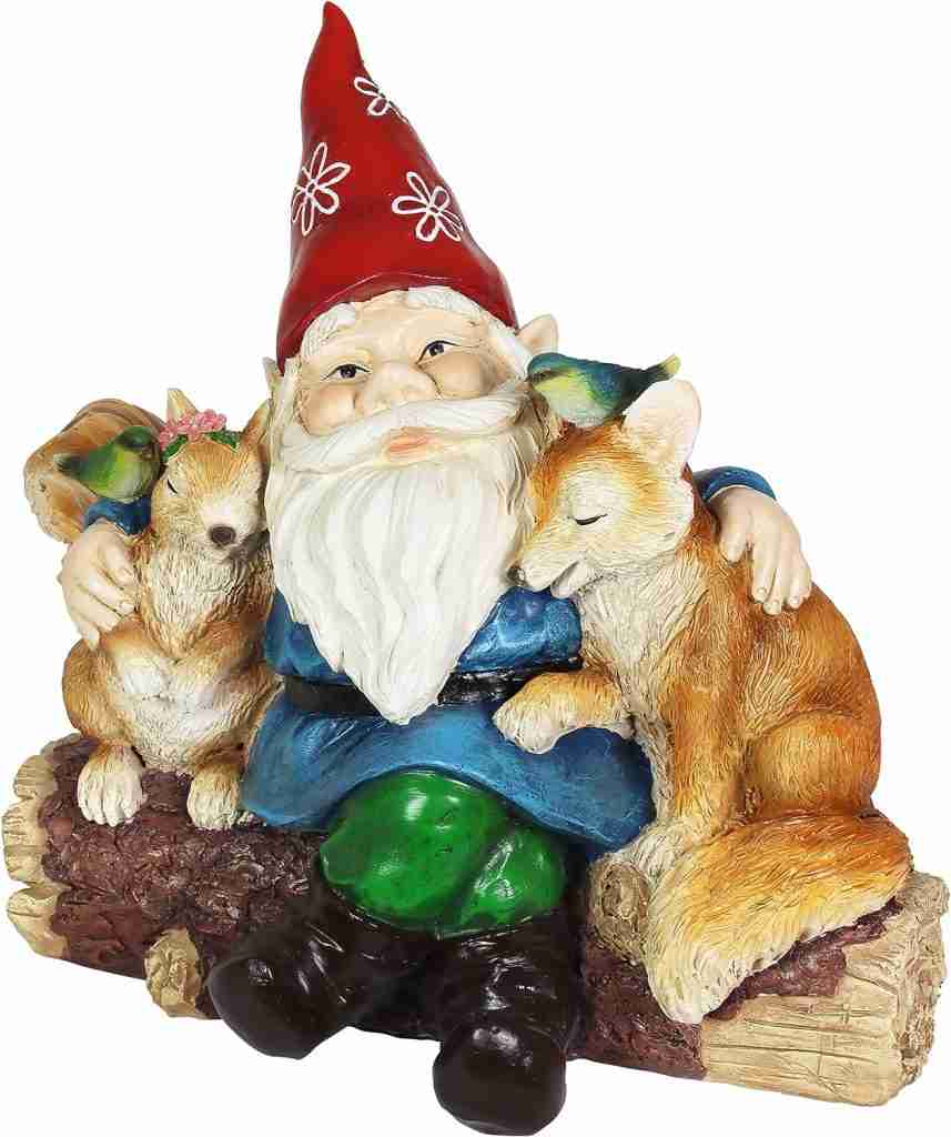 Exhart Garden Gnome, Solar Squirrel and Fox Friends Garden Sculpture, LED Birds, Outdoor Lawn and Yard Decoration, 14 x 8 x 13.5 Inch Exhart Garden Gnome, Solar Squirrel and Fox Friends Garden Sculpture, LED Birds, Outdoor Lawn and Yard Decoration, 14 x 8 x 13.5 Inch