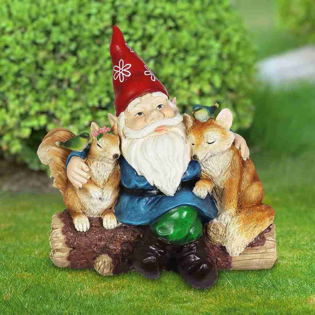 Exhart Garden Gnome, Solar Squirrel and Fox Friends Garden Sculpture, LED Birds, Outdoor Lawn and Yard Decoration, 14 x 8 x 13.5 Inch Exhart Garden Gnome, Solar Squirrel and Fox Friends Garden Sculpture, LED Birds, Outdoor Lawn and Yard Decoration, 14 x 8 x 13.5 Inch