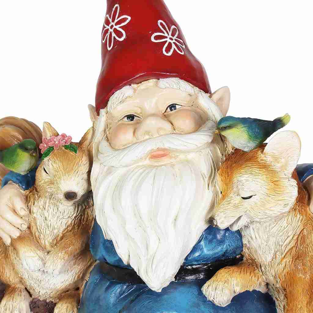 Exhart Garden Gnome, Solar Squirrel and Fox Friends Garden Sculpture, LED Birds, Outdoor Lawn and Yard Decoration, 14 x 8 x 13.5 Inch Exhart Garden Gnome, Solar Squirrel and Fox Friends Garden Sculpture, LED Birds, Outdoor Lawn and Yard Decoration, 14 x 8 x 13.5 Inch