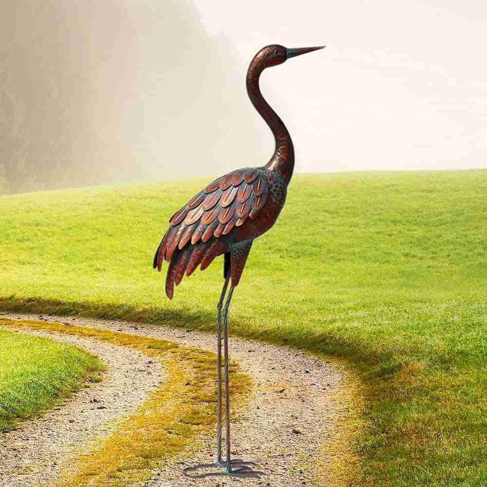 Chisheen Crane Metal Yard Art Statue
